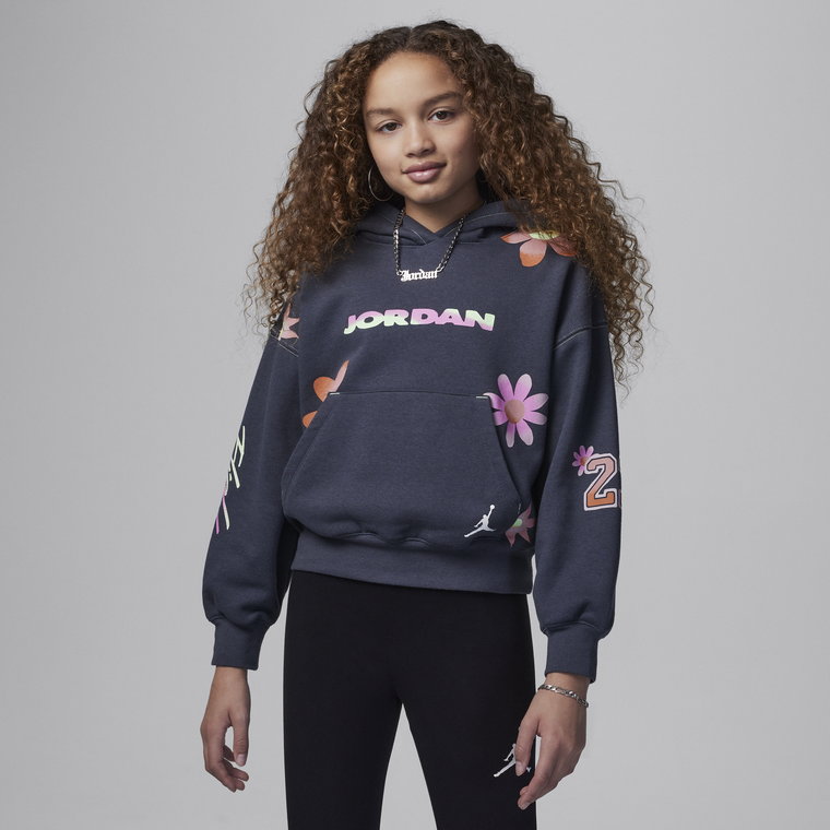 Bluza z kapturem dla dużych dzieci Jordan Deloris Jordan Flower - Szary