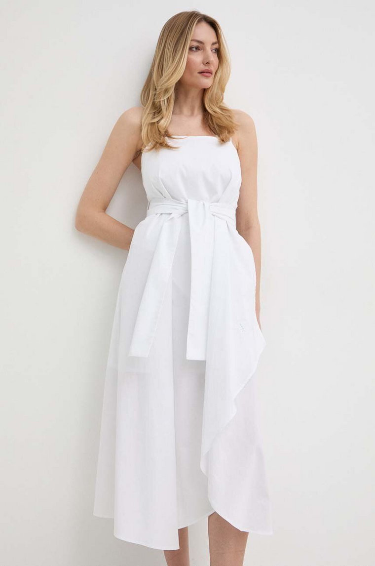 Armani Exchange sukienka bawełniana kolor biały mini rozkloszowana 3DYA28 YN4RZ