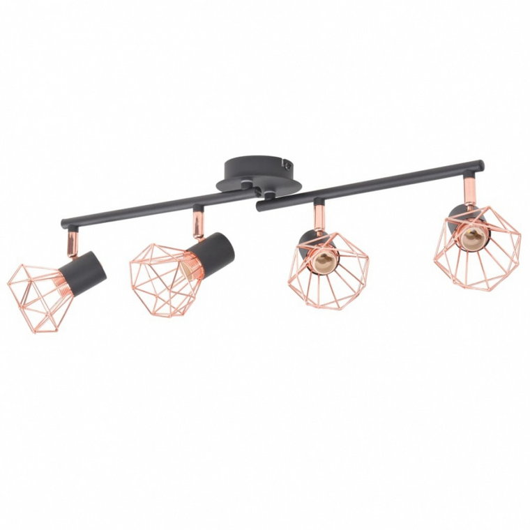 Lampa sufitowa z 4 żarówkami E14, czarno-miedziana kod: V-244391