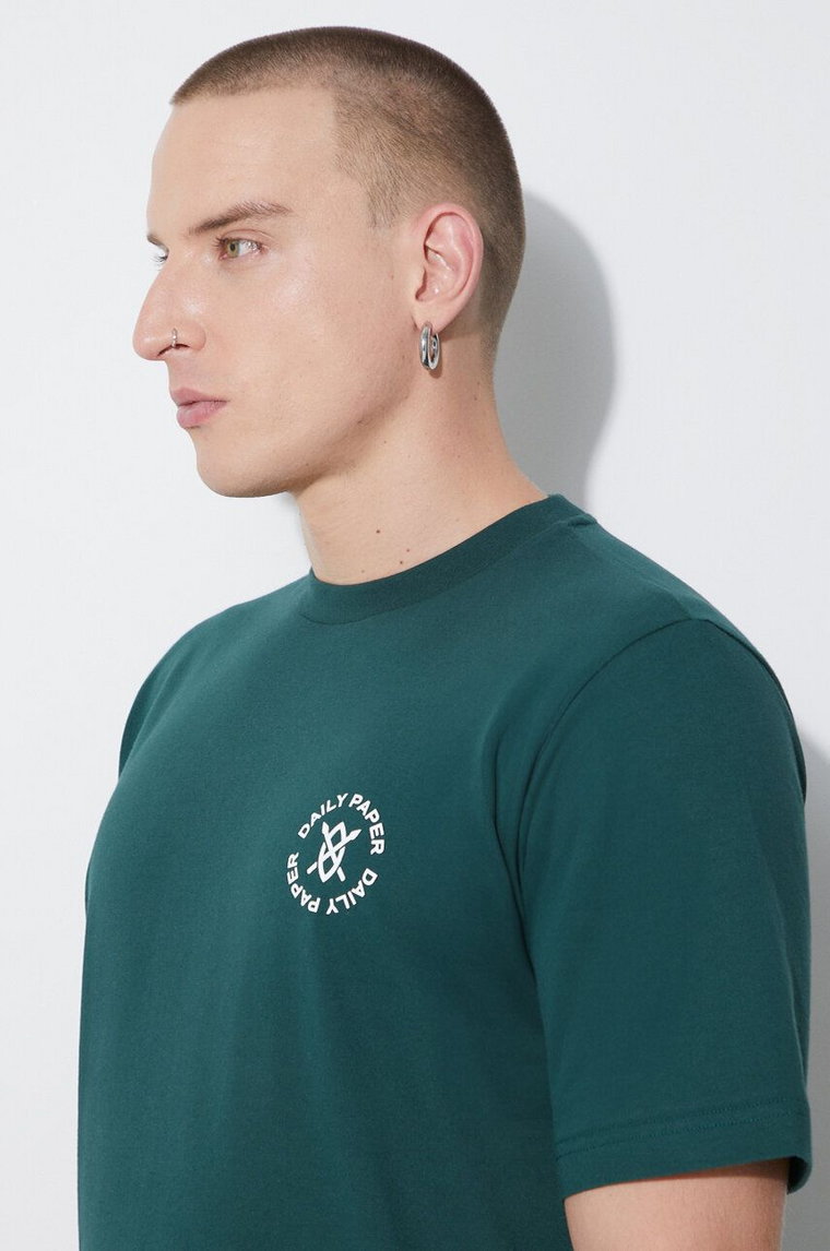 Daily Paper t-shirt bawełniany Circle T-shirt męski kolor zielony z nadrukiem 2322009