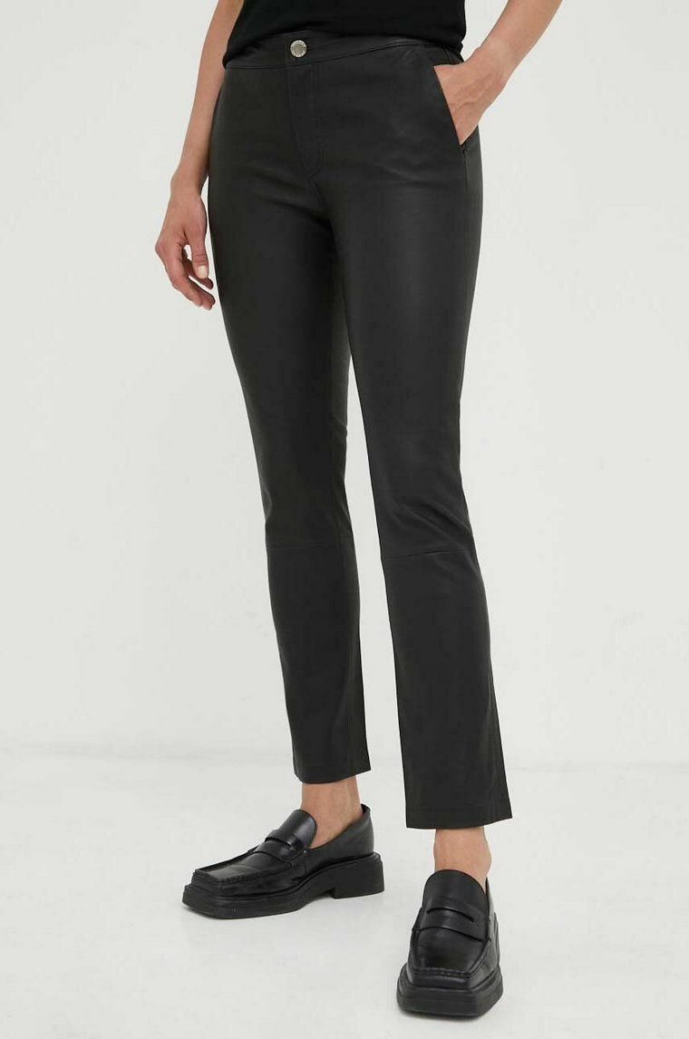 2NDDAY spodnie skórzane Leya 2ND damskie kolor czarny proste medium waist 2000524043