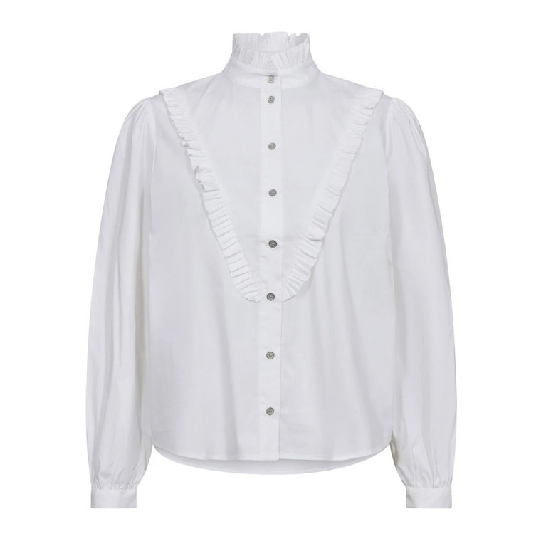 Kobieca Frill V-Shirt w Białym Co'Couture