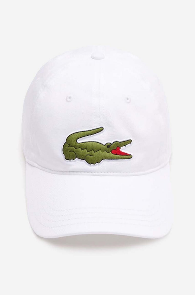 Lacoste czapka z daszkiem bawełniana kolor biały z aplikacją (puste)