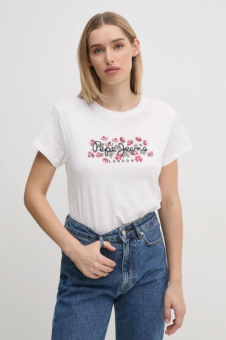 Pepe Jeans t-shirt bawełniany GINNY damski kolor biały PL505945