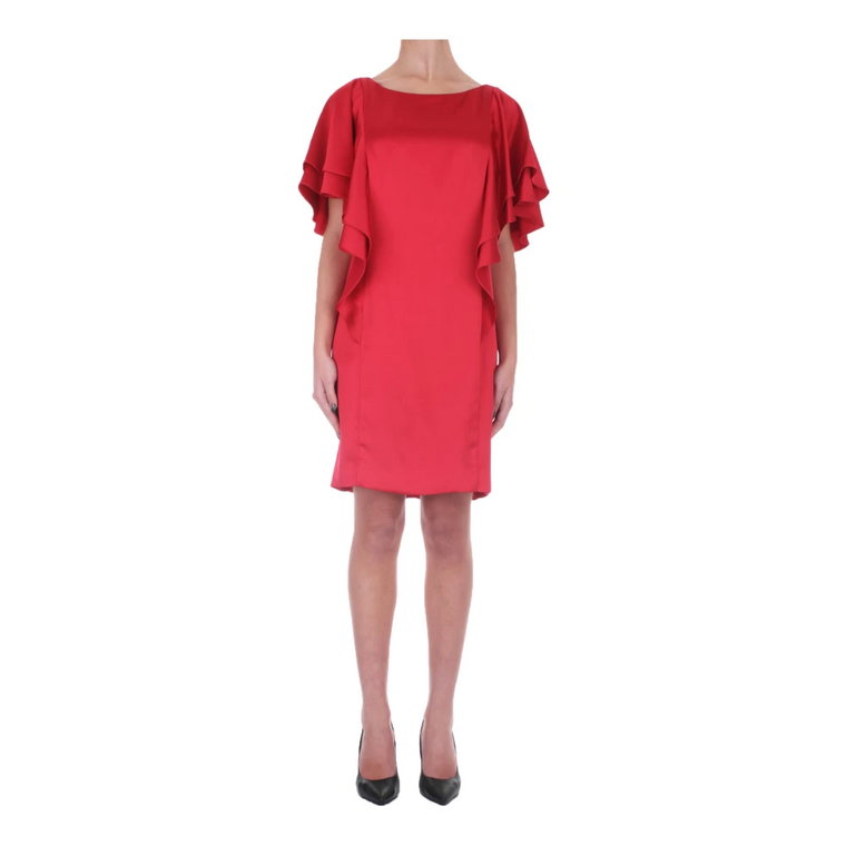 Zjawiskowa Czerwona Sukienka na Imprezę z Marszczonymi Rękawami Ralph Lauren