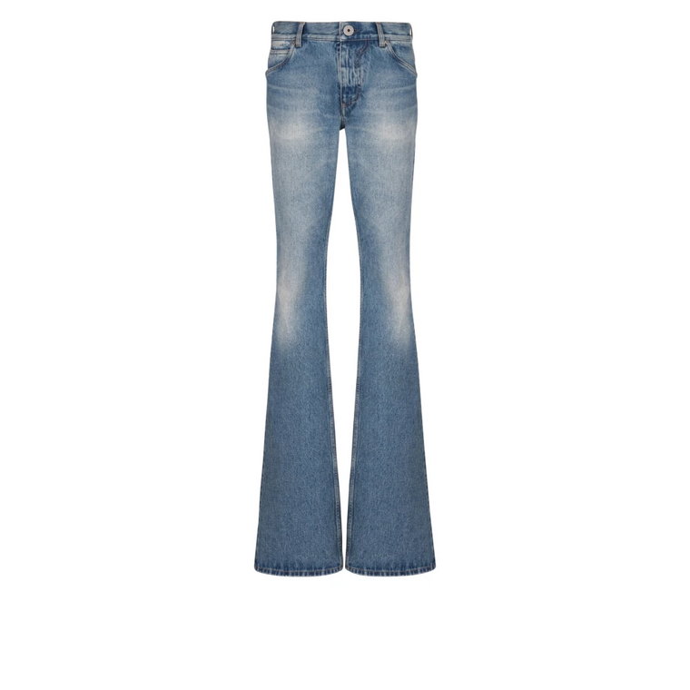 Niebieskie wyprane vintage jeansy z denimu Balmain