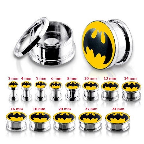 Tunel-plug do ucha ze stali, Batman - Szerokość: 10 mm