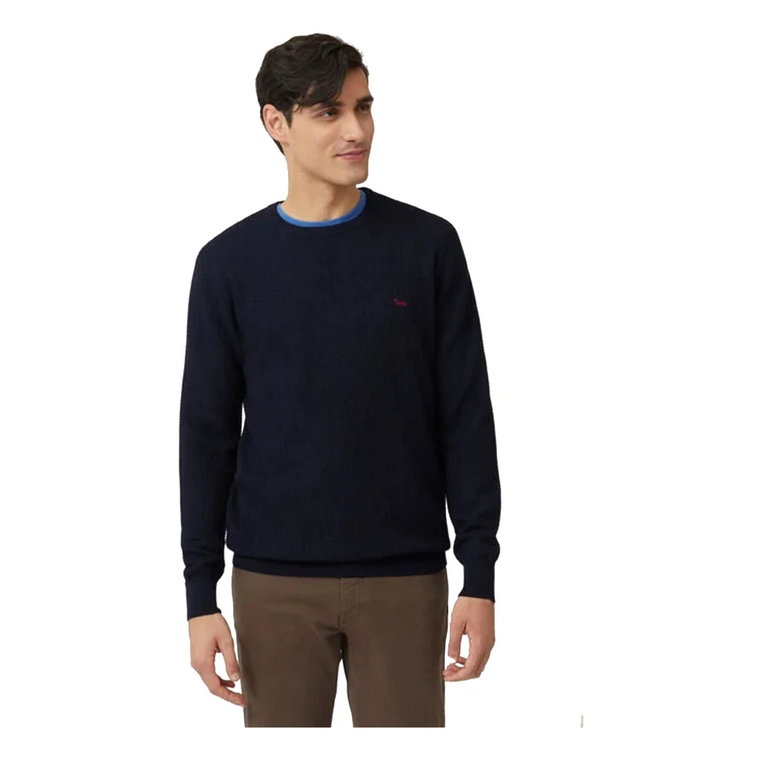 Niebieski sweter męski z teksturą 3D Harmont & Blaine