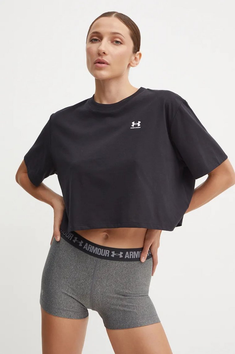 Under Armour t-shirt treningowy Boxy Crop Logo kolor czarny 1386845