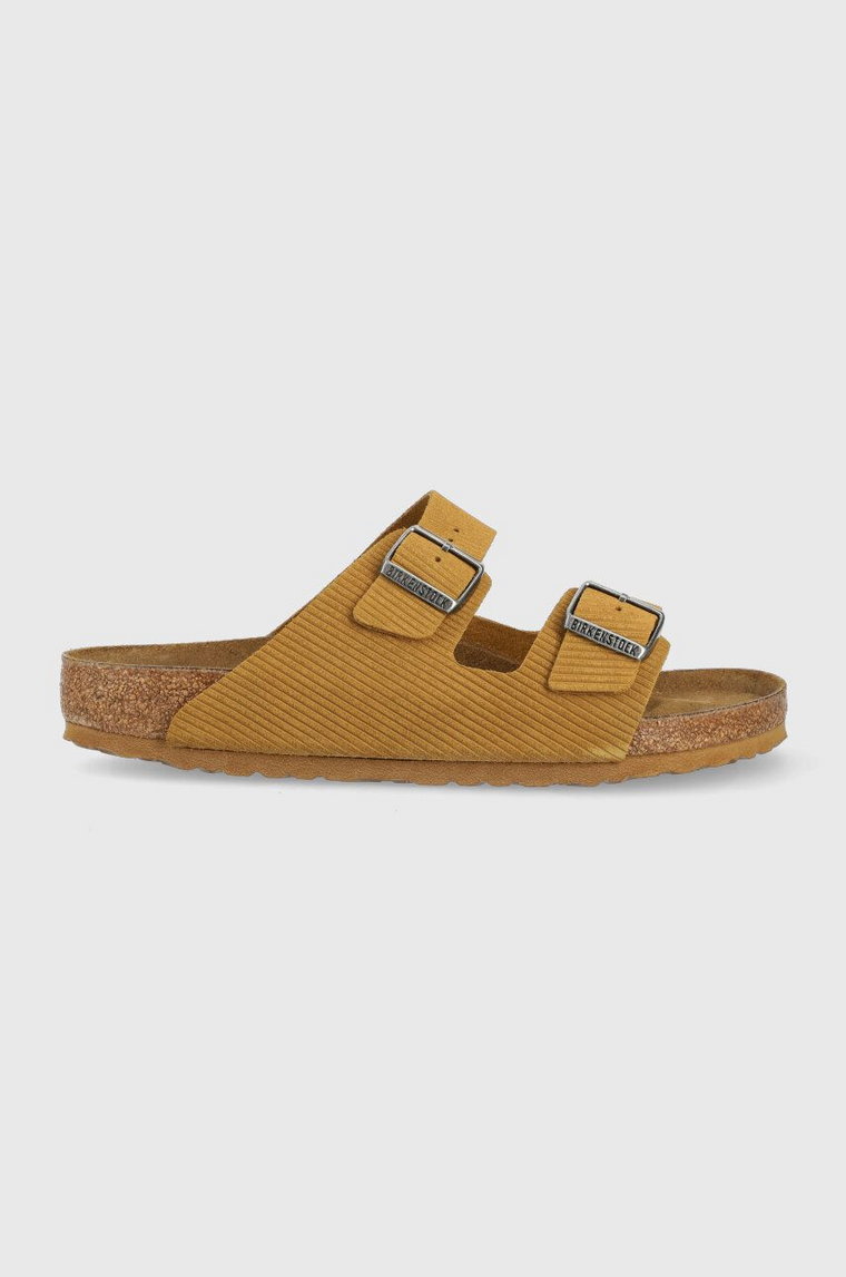 Birkenstock klapki zamszowe Arizona Corduroy męskie kolor brązowy 1026093