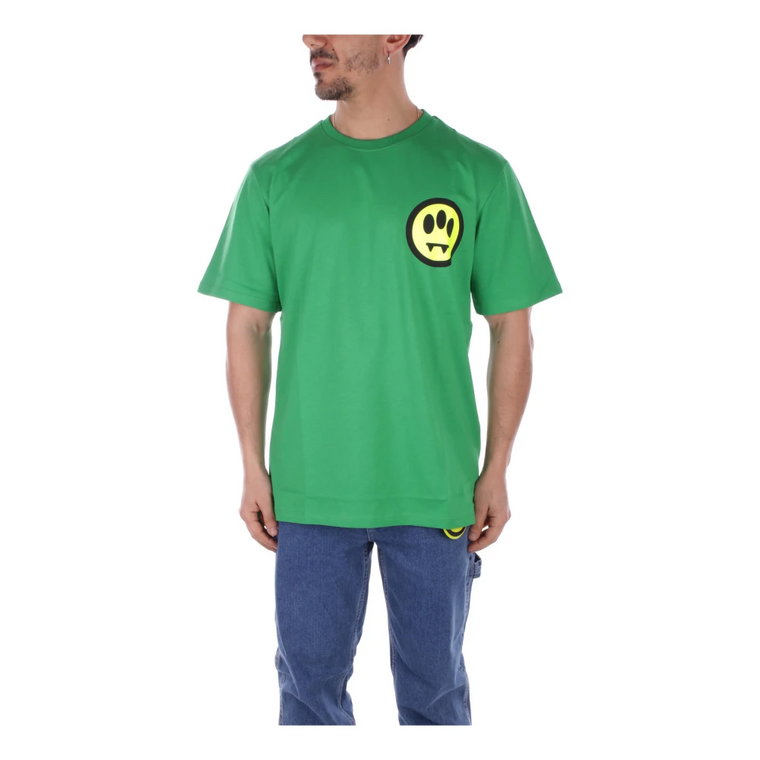 Zielony T-shirt z Logo z Przodu i Z Tyłu Barrow