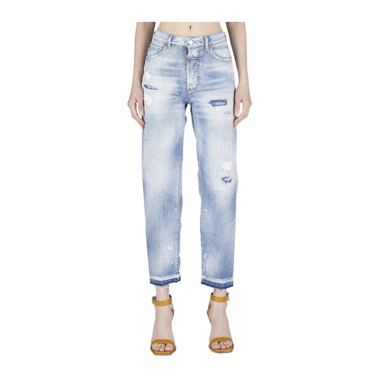 Stylowe Straight Jeans z detalami w postaci plam farby Dsquared2