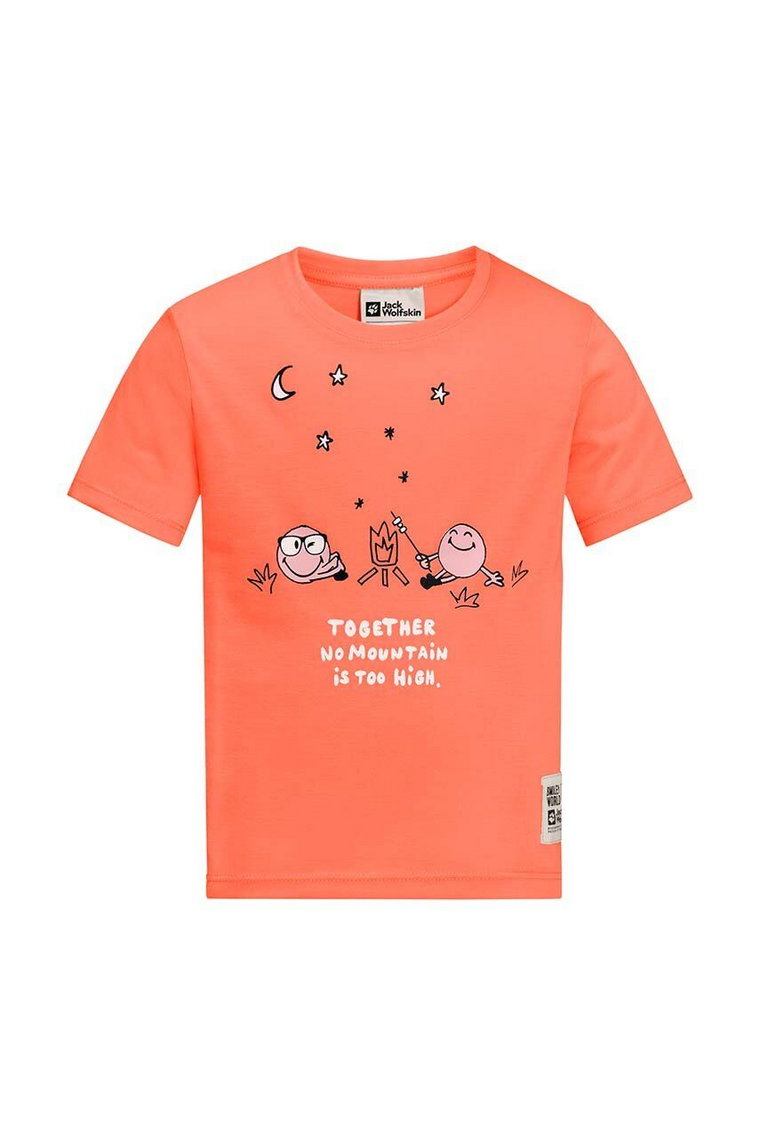 Jack Wolfskin t-shirt dziecięcy SMILEYWORLD CAMP kolor pomarańczowy z nadrukiem