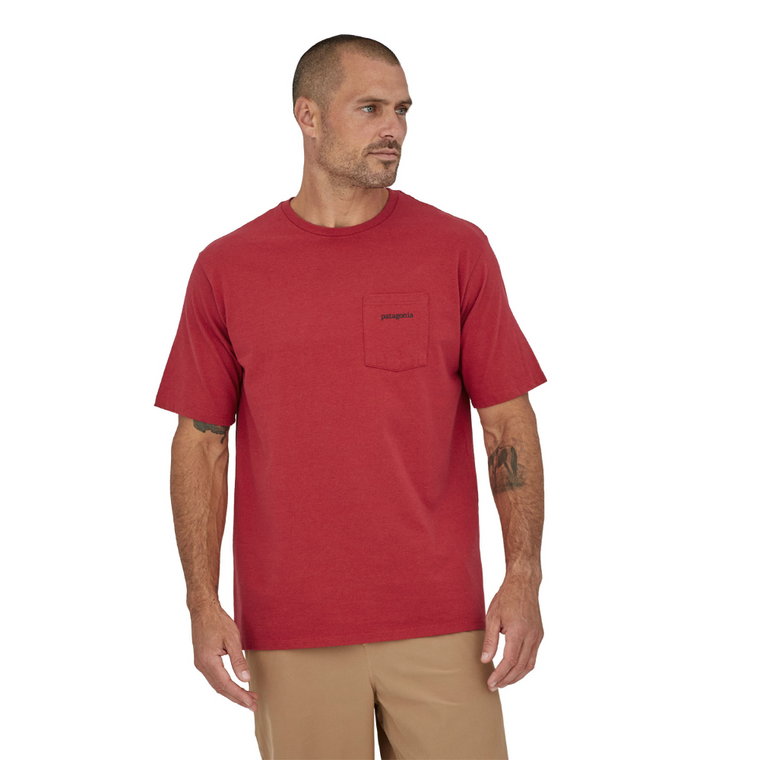 Męska koszulka Patagonia Line Logo Ridge Pocket Responsibili-Tee sumac red - S