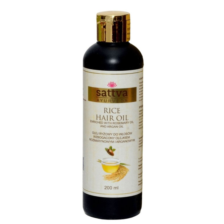 Sattva Ayurveda Olej Ryżowy - Olej do włosów, wzbogacony olejkami rozmarynowym i arganowym 200 ml