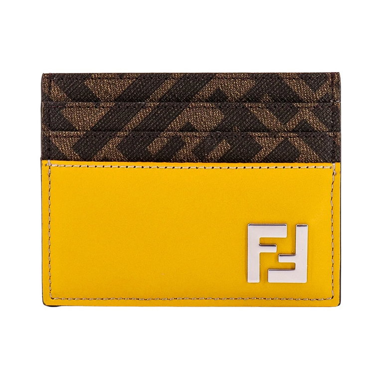 Żółty Portfel z Metalowym Monogramem Fendi