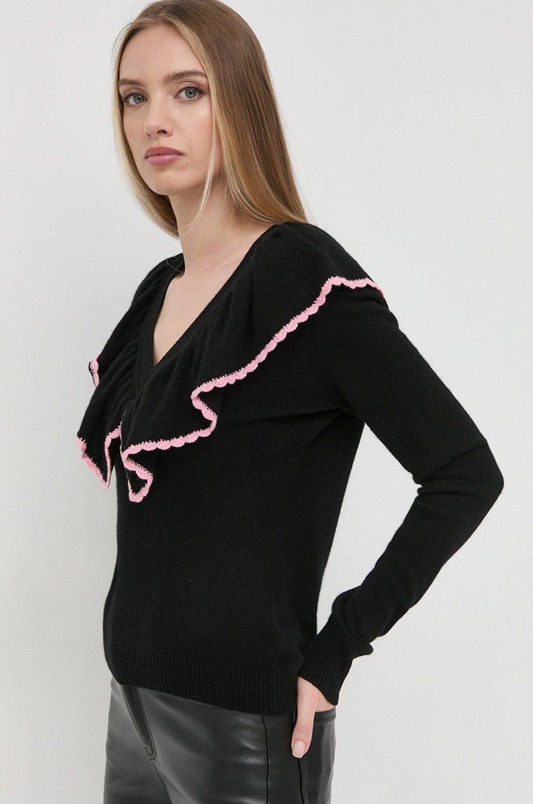 Custommade sweter kaszmirowy damski kolor czarny lekki