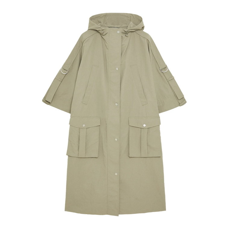 Militarnie-inspirowany Oversized Hooded Cape Patrizia Pepe