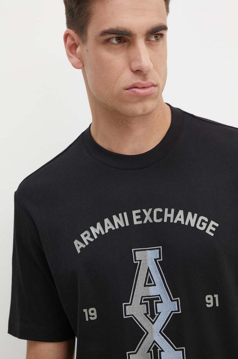 Armani Exchange t-shirt bawełniany męski kolor czarny z nadrukiem 6DZTLR ZJLFZ