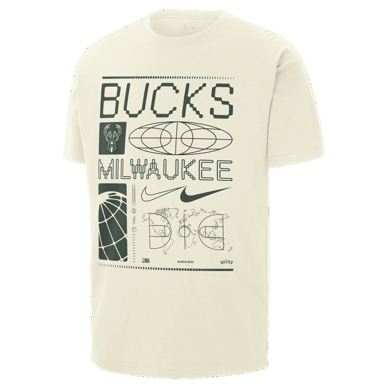 T-shirt męski Nike NBA Max90 Milwaukee Bucks - Biel