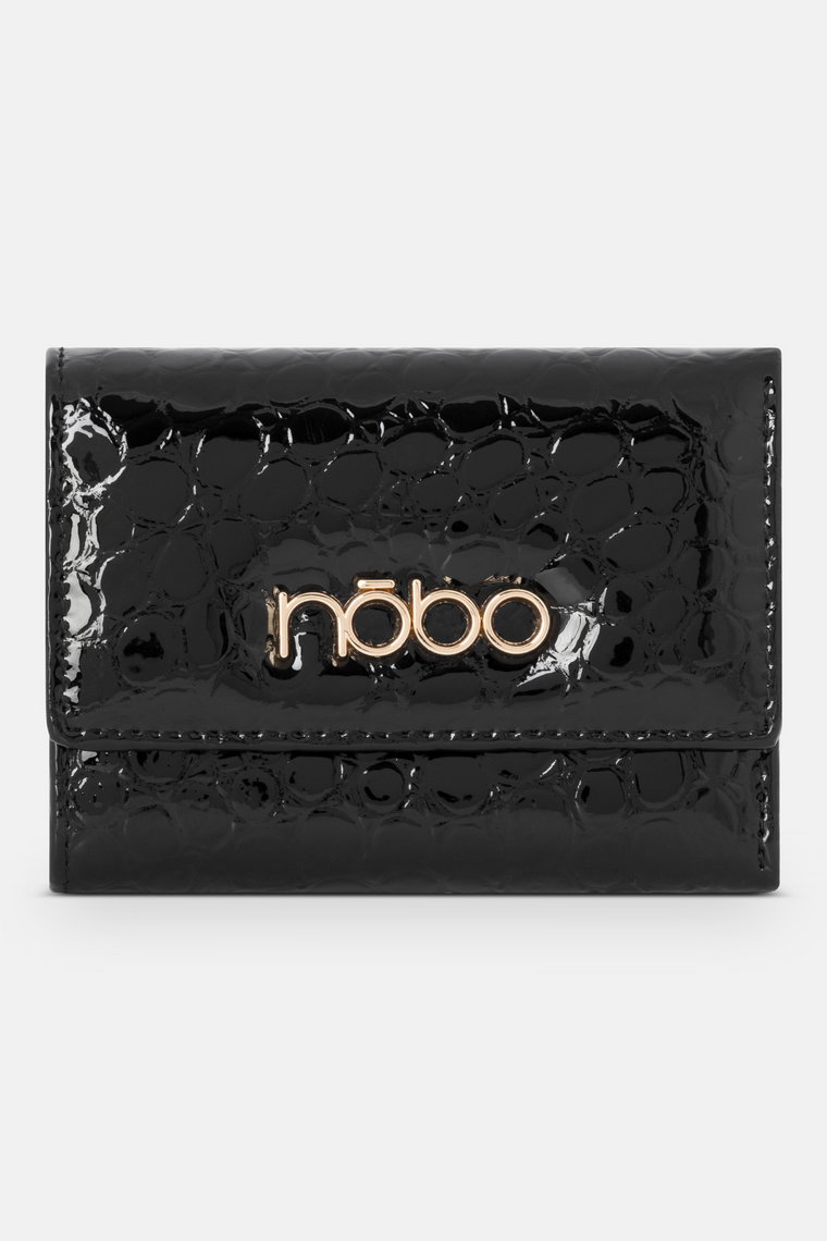 Mały portfel z klapką Nobo lakier czarny