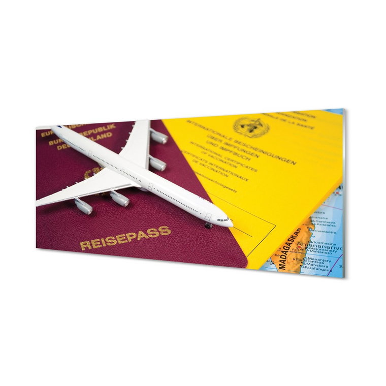 Ochronny panel dekor Samolot paszport mapa 125x50 cm