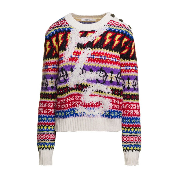 MultiColour Swetry z wzorem dla modnych kobiet Philosophy di Lorenzo Serafini