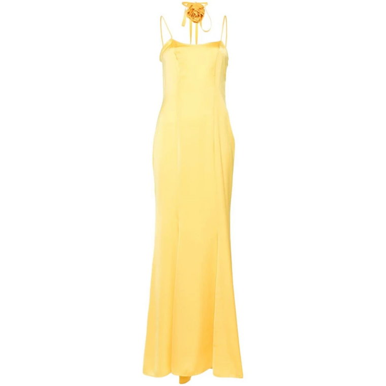 Żółta Sukienka z Kwiatową Aplikacją Blugirl