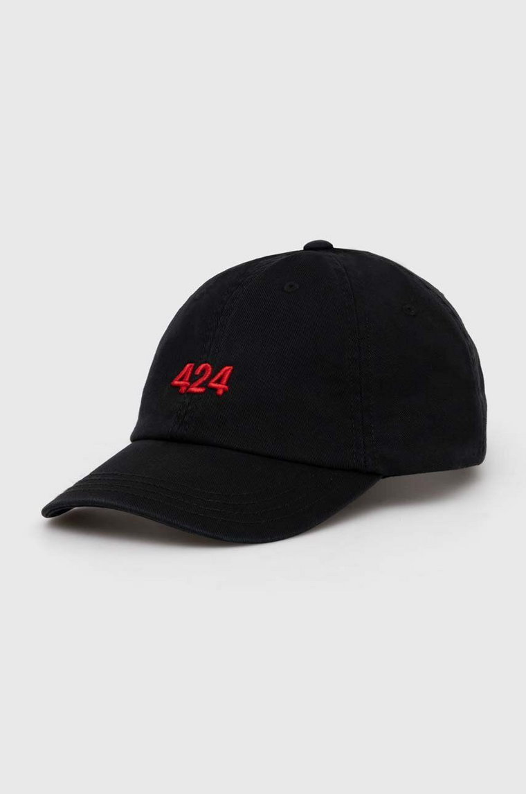 424 czapka z daszkiem bawełniana kolor czarny z aplikacją 35424L01.236585