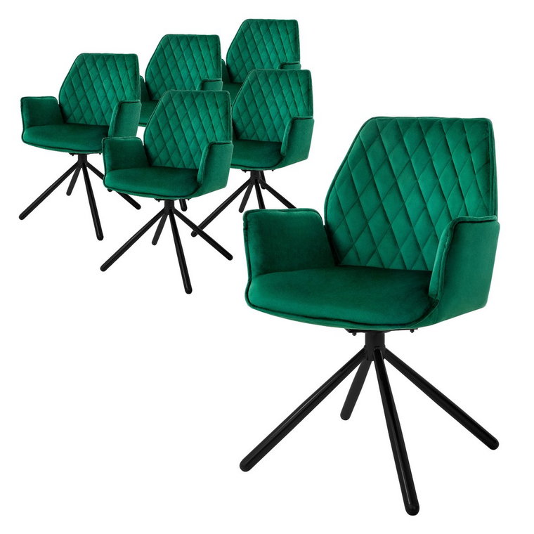 Zestaw 6 obrotowych krzeseł krzesło do jadalni krzesło 180  obrotowe aksamitne krzesło do salonu
