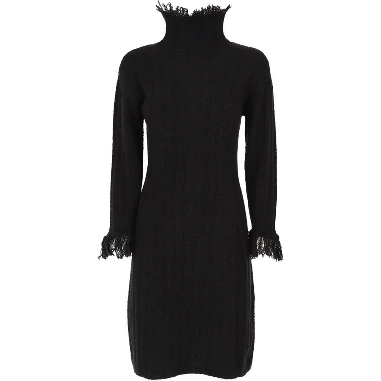 Czasowa Elegancja: Czarna Krótka Sukienka z Szarymi Akcentami Liviana Conti