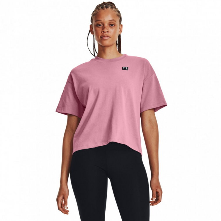 Damski t-shirt z nadrukiem Under Armour Logo LC Oversized HW SS - różowy