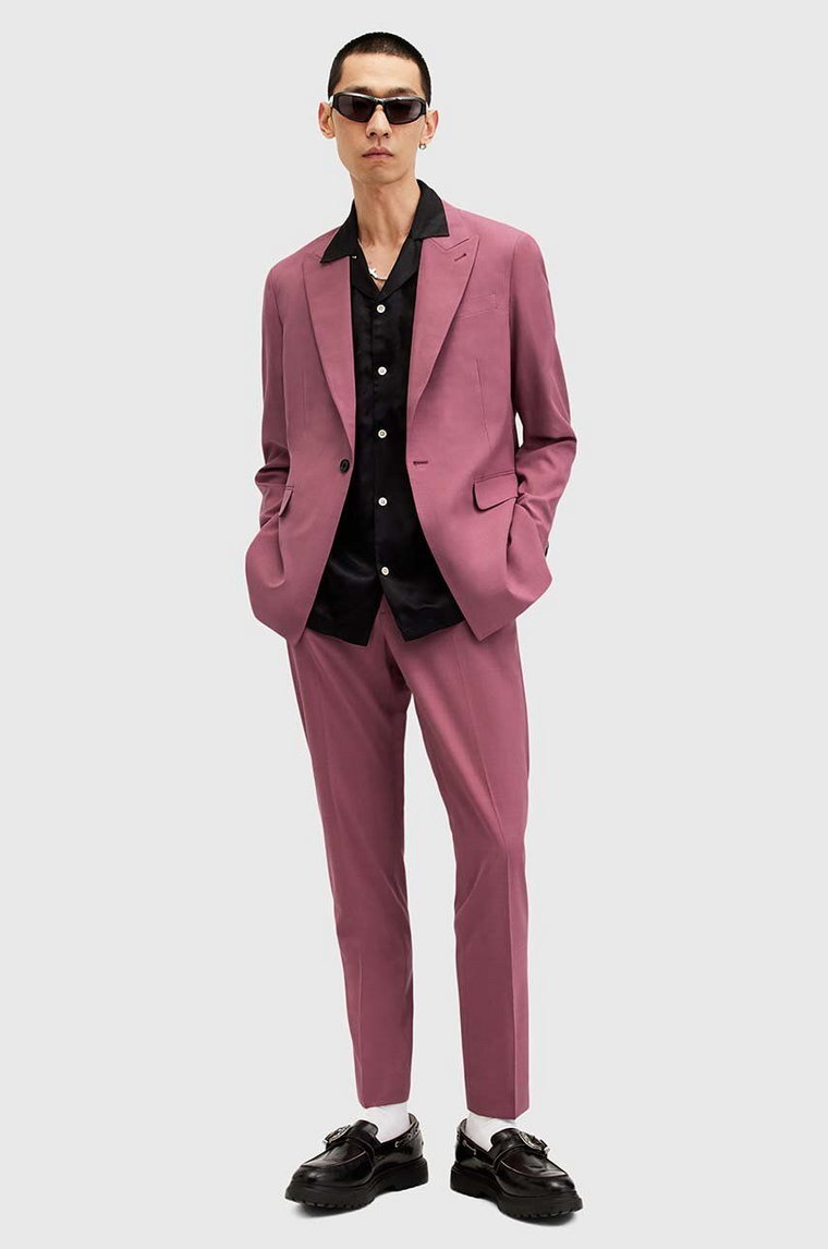 AllSaints spodnie z wełną AURA kolor różowy proste M002QA
