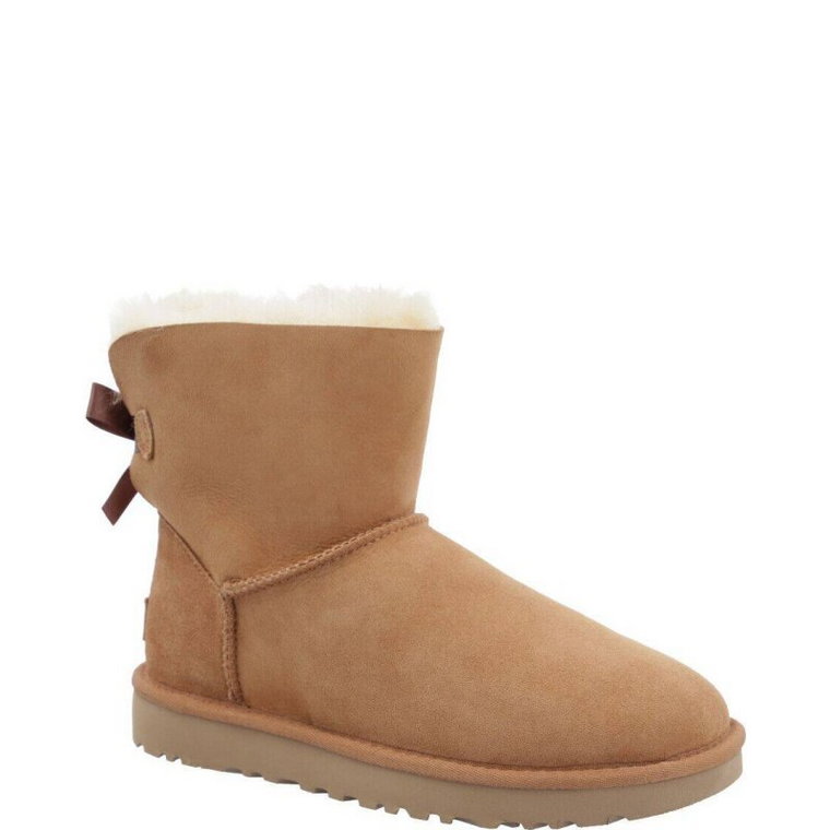 UGG Skórzane śniegowce mini bailey bow II | z dodatkiem wełny