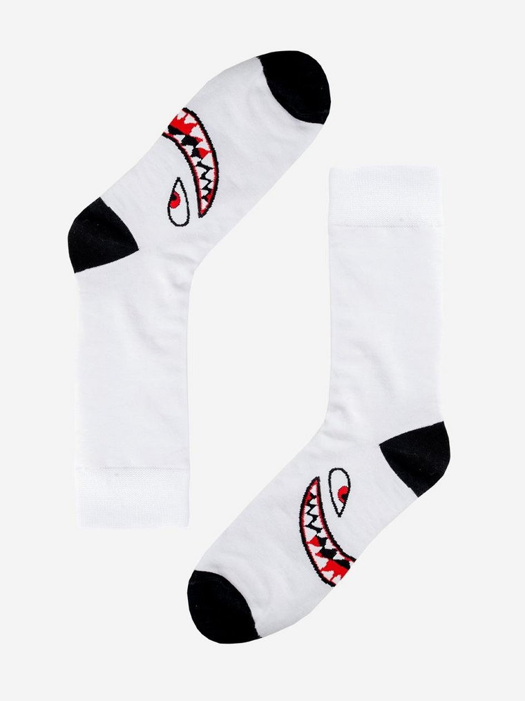 Długie Skarpetki Urban Socks Jaws Białe