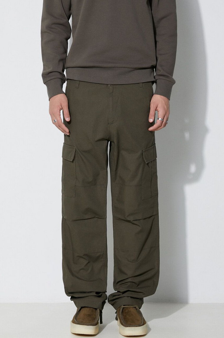 Carhartt WIP spodnie bawełniane Aviation Pant kolor zielony proste I032468.6302