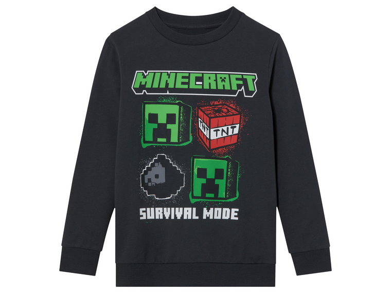 Minecraft Bluza dziecięca z nadrukiem (110/116, Antracytowy)