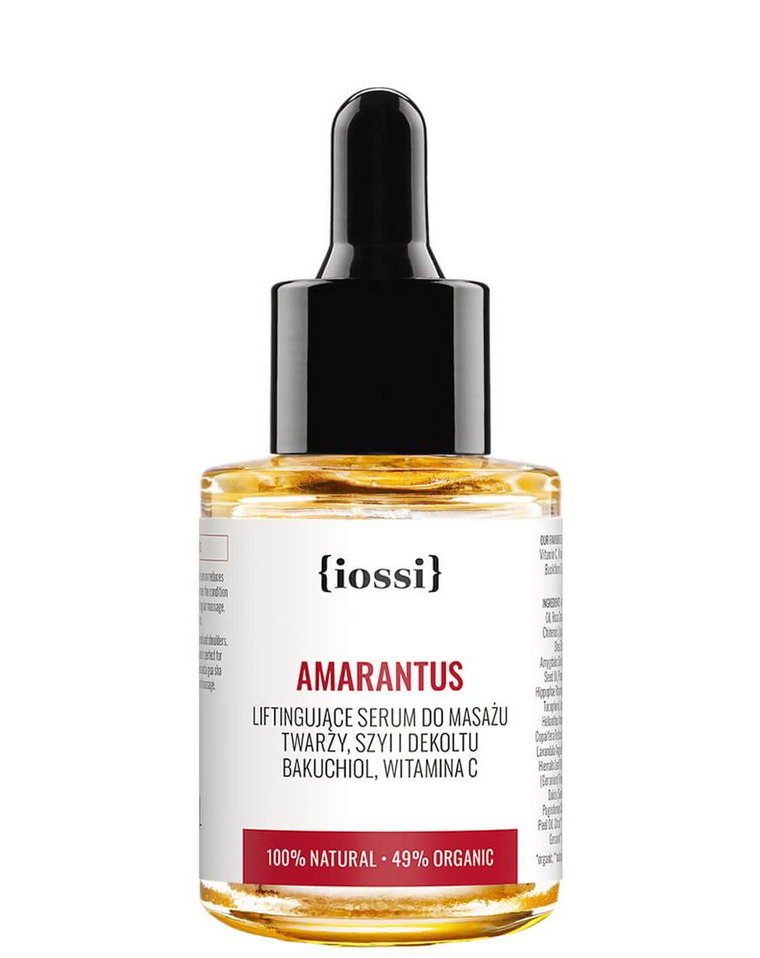 Iossi Amarantus Serum liftingujące do masażu twarzy, szyi i dekoltu z bakuchiolem, witaminą C 30ml