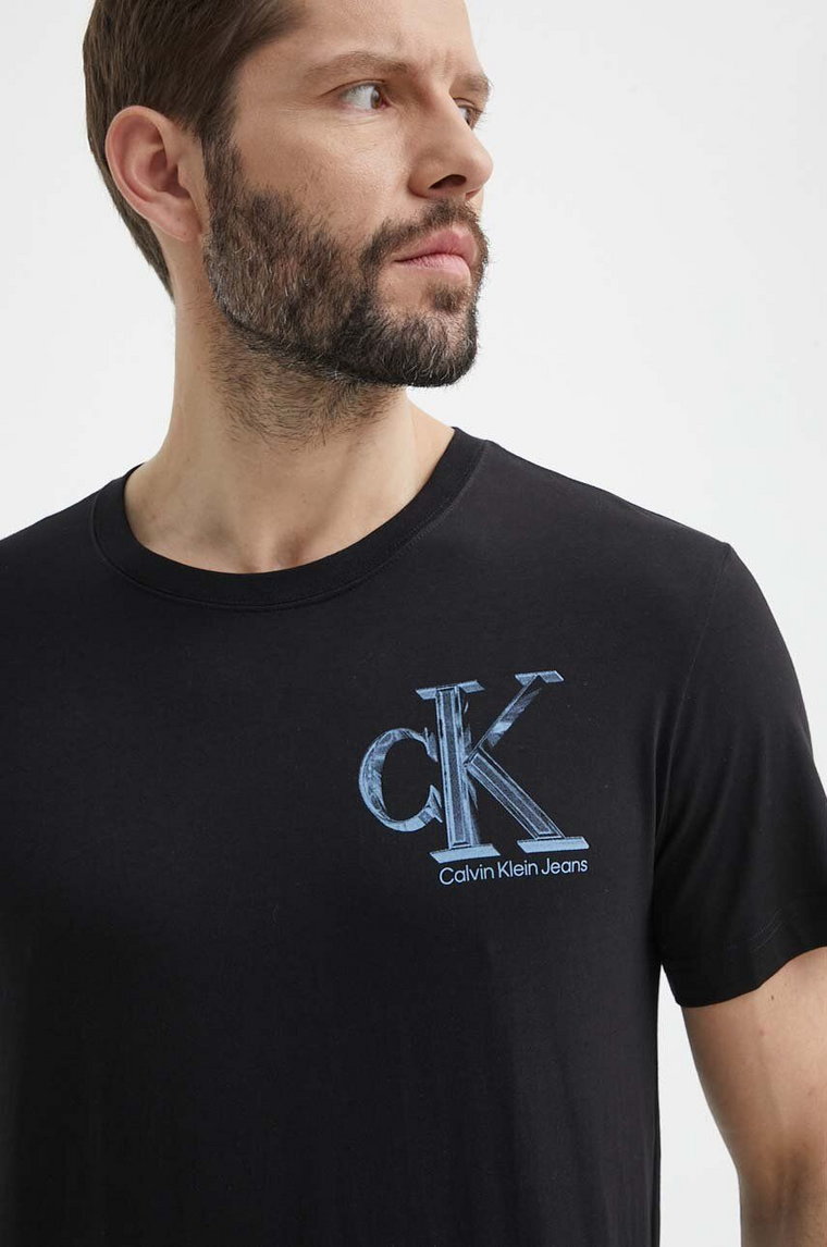 Calvin Klein Jeans t-shirt bawełniany męski kolor czarny z nadrukiem J30J325498