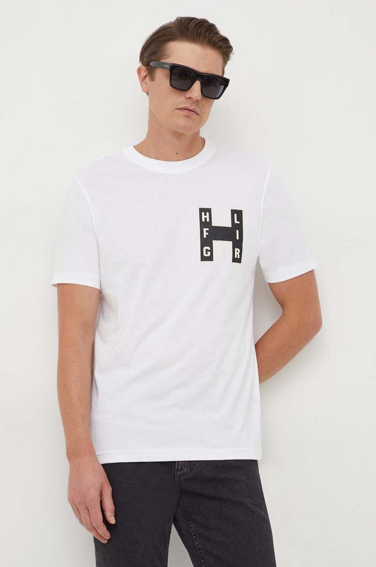 Tommy Hilfiger t-shirt bawełniany męski kolor biały z nadrukiem MW0MW33893