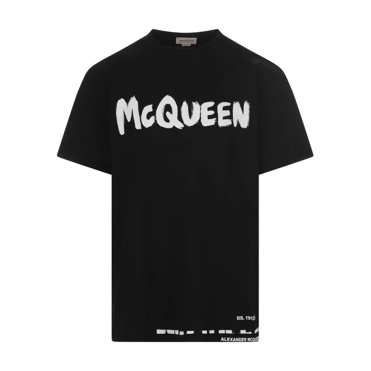 Czarna koszulka McQueen Graffiti dla mężczyzn Alexander McQueen