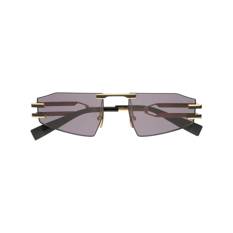 Złote okulary przeciwsłoneczne z barwionymi szkłami Balmain