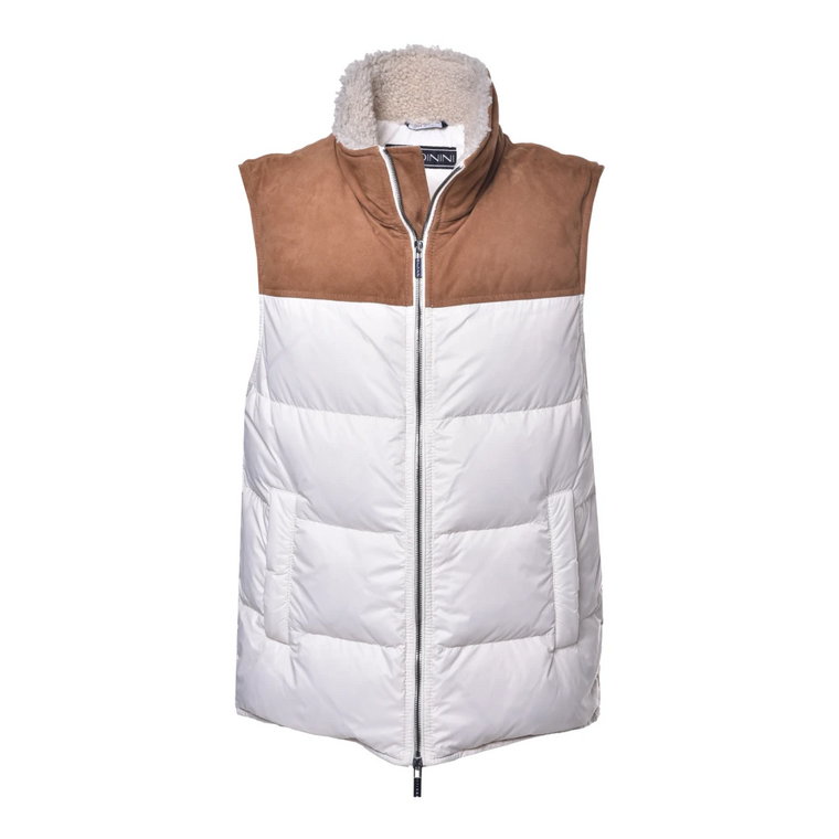 Down jacket in cream fabric and leather suede Baldinini