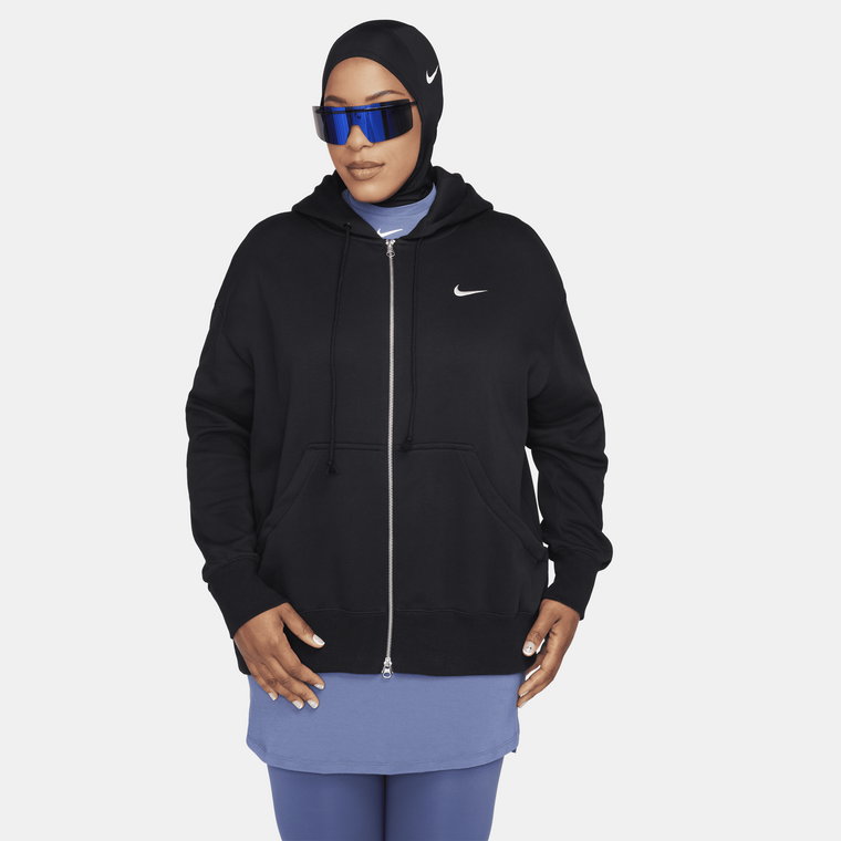 Damska bluza z kapturem o kroju oversize z zamkiem na całej długości Nike Sportswear Phoenix Fleece - Brązowy