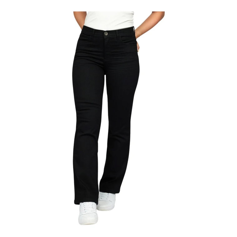 Eleganckie Towson Black Jeansy z Szerokimi Nogawkami 2-Biz