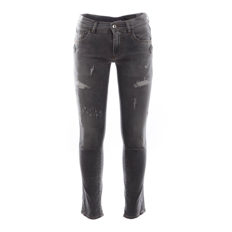 Męskie Zniszczone Skinny Jeans z Koronami Dolce & Gabbana