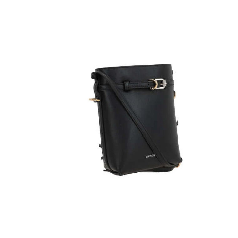 Czarna skórzana torba tote z złotym/srebrnym hardwarem Givenchy
