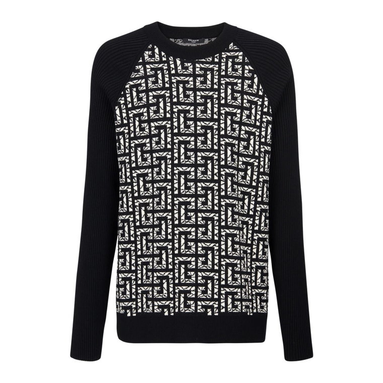 Sweter z wełny z marmurowym monogramem Balmain