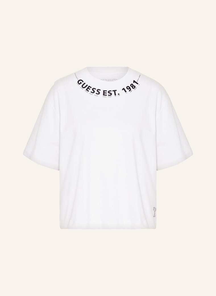 Guess T-Shirt Z Obszyciem Ozdobnymi Kamykami weiss