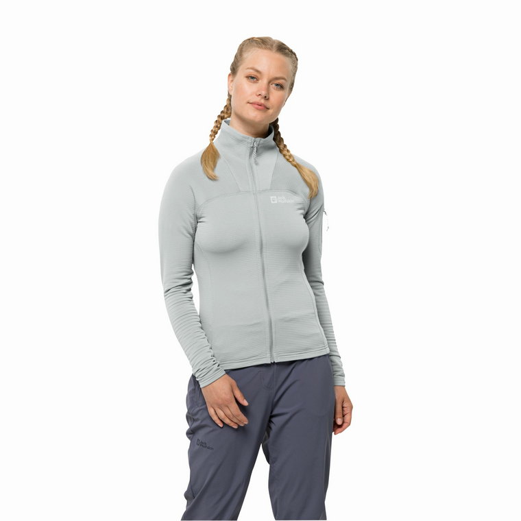 Damska bluza polarowa Jack Wolfskin PRELIGHT FZ W cool grey - XS